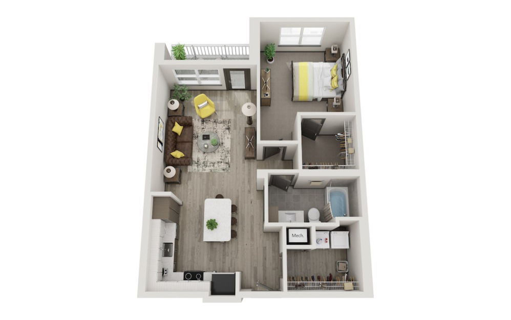 The Dorothy - 1 bedroom floorplan layout with 1 bathroom and 854 square feet