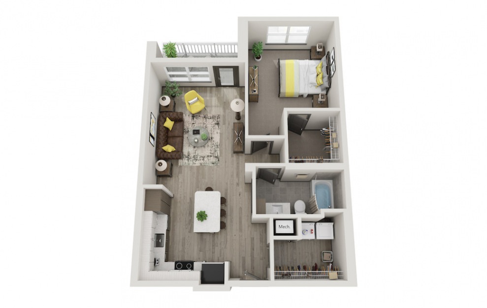 The Dorothy - 1 bedroom floorplan layout with 1 bath and 854 square feet.